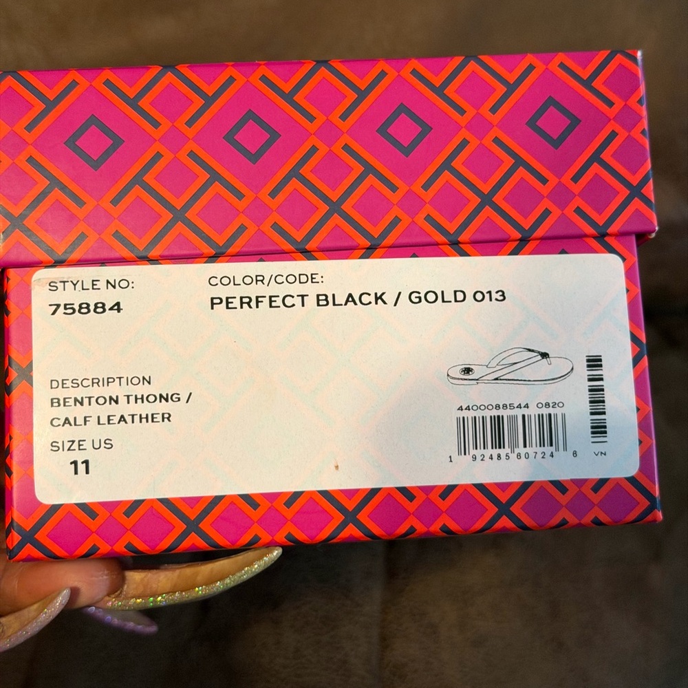 Tory Burch Black Sandals with Gold Accent - Picture 3 of 4